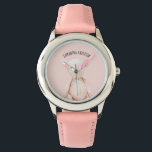 Modern Beauty Pastel Pink Teddy Bear With Name Watch<br><div class="desc">Modern Beauty Pastel Pink Teddy Bear With Name</div>