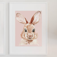 Modern Beauty Pastel Pink Watercolor Bunny Lovely