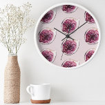 Modern Beauty Pastel Purple Figs Pattern Round Clock<br><div class="desc">Modern Beauty Pastel Purple Figs Pattern</div>