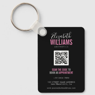 Modern Beauty Salon QR Code Loyalty Business Card Keychain