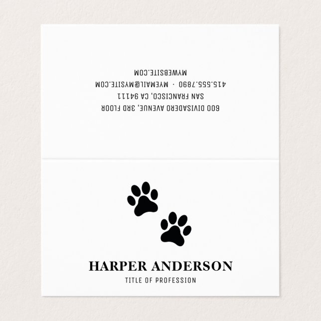 Modern Beauty Simple  Pet Care Professional Logo Business Card (Outside Unfolded)