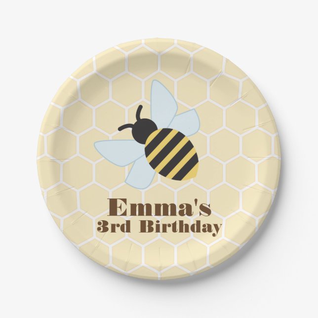 Modern Bee Paper Plate (Front)
