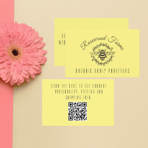 Modern Bee Wreath with QR Code Business Card