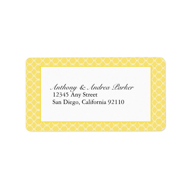 Modern Beehive Address Label in yellow (Front)