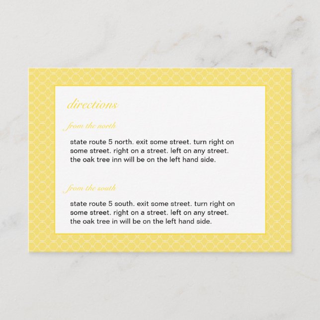 Modern Beehive Wedding Insert Card (Front)