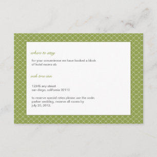 Modern Beehive Wedding Insert Card in pear green
