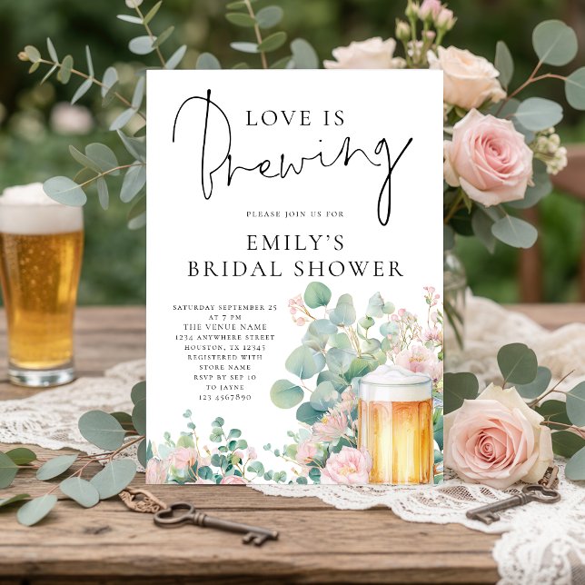 Modern Beer Love is Brewing Bridal Shower Invitation (Creator Uploaded)