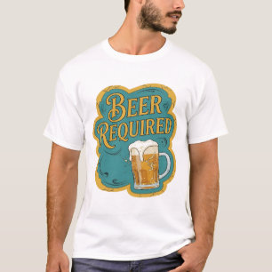 Modern BEER REQUIRED Artistic Motif T-Shirt
