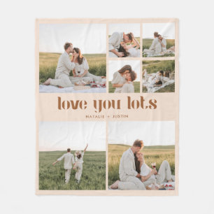 Modern Beige 7 Photo Couple Collage Fleece Blanket