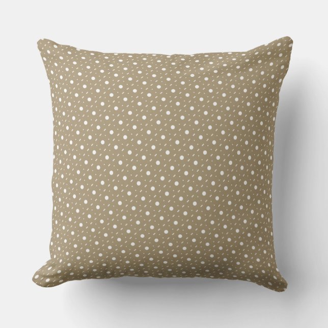 Modern Beige and White Geometric Pattern Throw Pillow (Front)