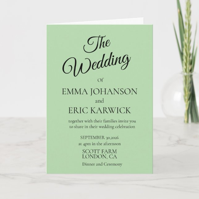 Modern beige and White Simple Wedding Invitat Card (Front)