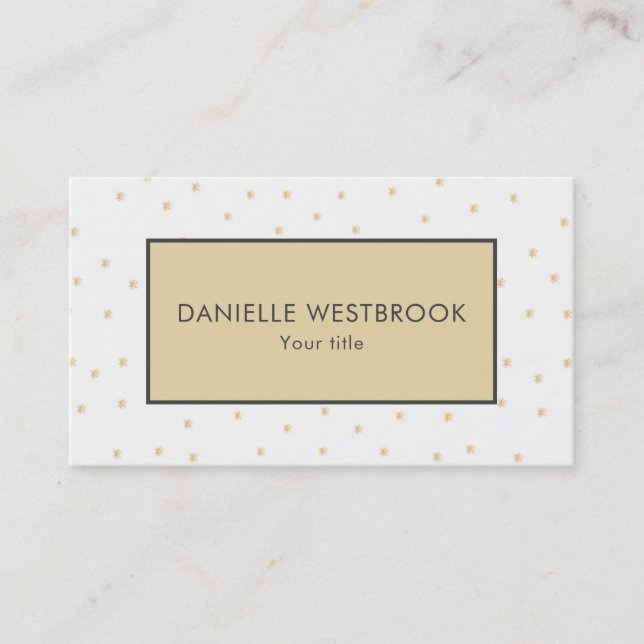 Modern Beige and White Star Pattern Business Card (Front)