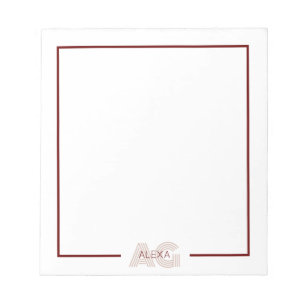Modern Beige and Wine Monogram Notepad
