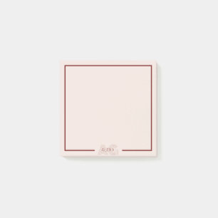 Modern Beige and Wine Monogram Post-it Notes