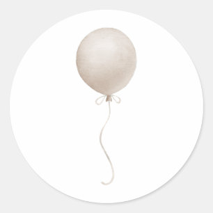 Modern Beige Balloon Boho Baby Shower Classic Round Sticker