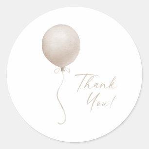 Modern Beige Balloon Boho Baby Shower Classic Round Sticker