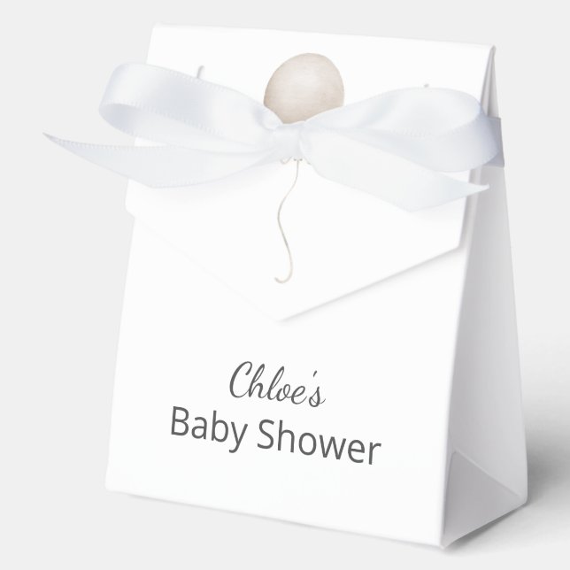 Modern Beige Balloon Boho Baby Shower Favor Box (Front)