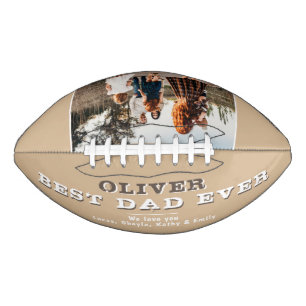 Modern Beige Best Dad Father`s Day Family Photo Football