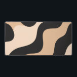 Modern Beige Black Wavy Abstract Desk Mat<br><div class="desc">A stylish desk mat featuring smooth flowing black waves over a warm beige background. This modern abstract design brings a minimalist and contemporary aesthetic to any workspace,  perfect for creating a clean and elegant desk setup.</div>