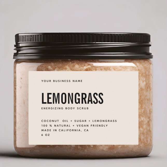 Modern beige body scrub product label (Creator Uploaded)