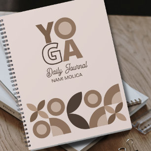 Modern Beige Brown Geometric Pattern Yoga  Notebook