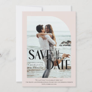 Modern, Beige-Brown-Rose Photo-Save the Date Invitation