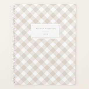 Modern Beige Buffalo Plaid Planner