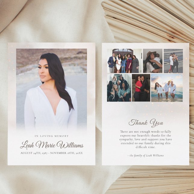 Modern Beige Clouds Memorial Funeral  Thank You Card (Creator Uploaded)