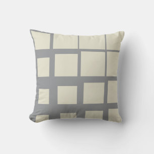 Modern Beige Deconstructed Plaid Abstract Geometri Throw Pillow