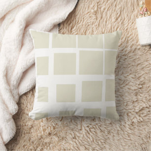 Modern Beige Deconstructed Plaid Abstract Geometri Throw Pillow