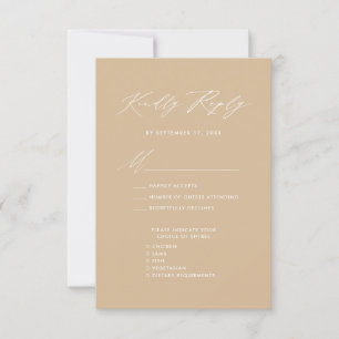 Modern Beige Elegant Script Simple Wedding RSVP Card
