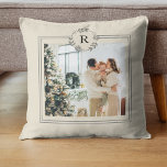 Modern Beige | Family Photo | Initial  Throw Pillo Throw Pillow<br><div class="desc">Modern Beige | Family Photo | Initial</div>