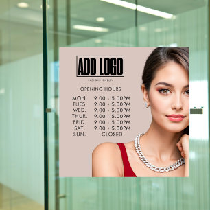 Modern Beige Fashion Jewellery Business Logo Window Cling