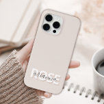 Modern Beige Feminine Script Custom Name iPhone 15 Pro Max Case<br><div class="desc">Modern Beige Feminine Script Custom Name iPhone Case. Easily personalize this modern elegant phone case with your custom monogram and name.</div>