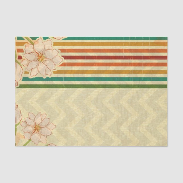 Modern Beige Flowers Tissue Paper (Front)