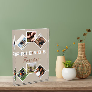 Modern Beige Friends Forever Photo Collage Block