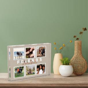 Modern Beige Friends Forever Photo Collage Block