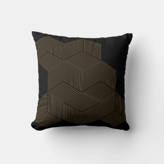 Modern Beige Geometric Honeycomb 3D Optical Illusi Throw Pillow
