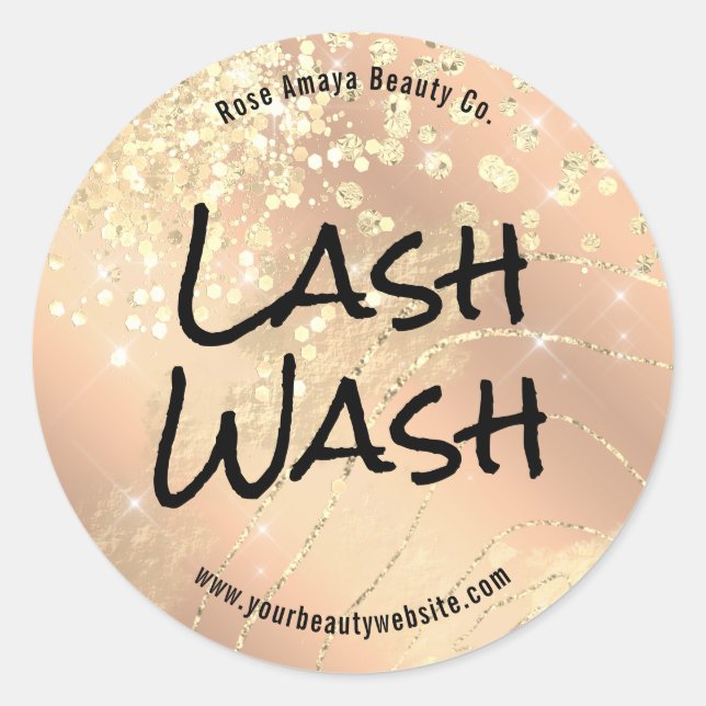 Modern Beige Glam Chic Eyelash Cleanser Classic Round Sticker (Front)