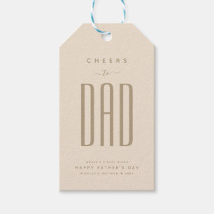 Modern Beige & Gold "Cheers to Dad" Father's Day Gift Tags