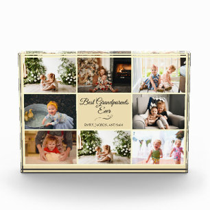 Modern Beige Grandparent Anniversary Photo Gift Block