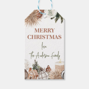 Modern Beige Green Terracotta Christmas Gift Tag