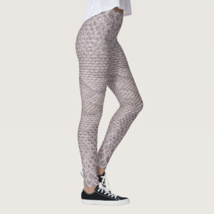 Modern Beige-Grey Snakeskin Leggings