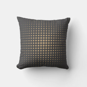 Modern Beige Halftone Polka Dot Abstract Geometric Throw Pillow