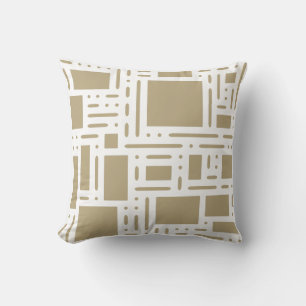 Modern Beige Khaki Abstract Geometric Throw Pillow