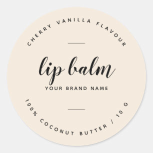 Modern beige lip balm label