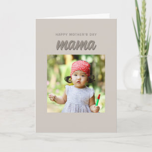 Modern Beige Mama Kids Photo Mother's Day  Holiday Card