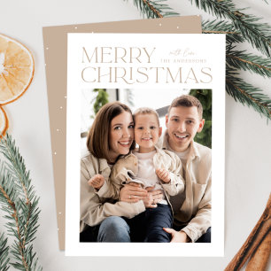 Modern Beige Merry Christmas Photo Holiday Card