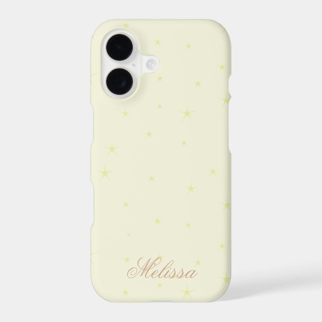 Modern Beige Minimal Gold Star Script Personalize  (Back)
