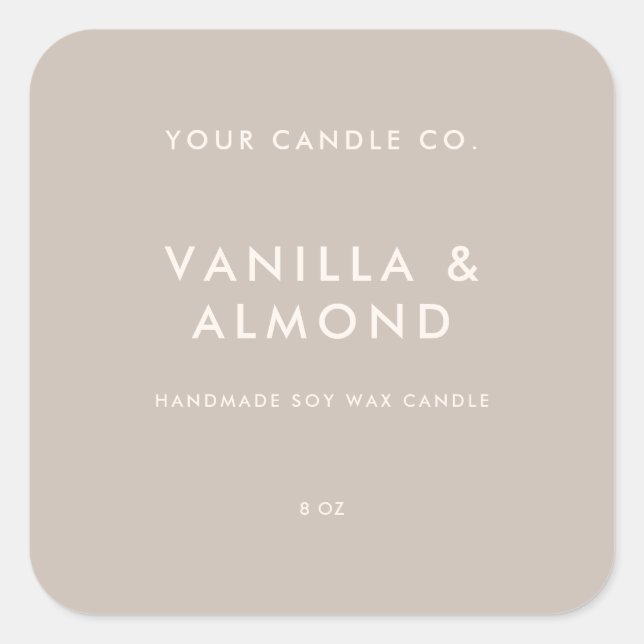Modern Beige Minimalist Candle Label (Front)